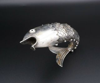 Emilia Castillo Silver Plated Fish Articulated Bottle Opener Sculpture 7 " M848