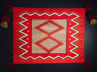 Historic Navajo Teec Nos Pos/red Mesa Sunday Saddle Blanket,  Germantown,  C1910