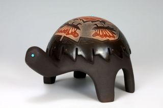Santa Clara Pueblo Indian Pottery Sgraffito Turtle - Melony Gutierrez