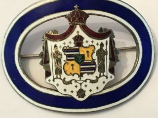 Hawaiian Coat Of Arms Blue Enamel And Sterling Silver Pin – 1911