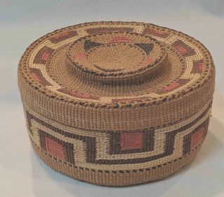 Early Tlingit Rattletop Native American Lidded Basket Northwest Coast