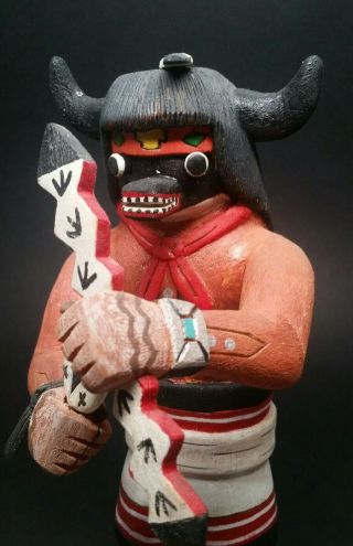 Vintage Authentic Hopi Kachina Doll Buffalo (mosairu) By Shirley Adams 12 - 1/4 "