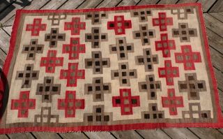 WEAVING TEXTILE AMERICAN INDIAN WESTERN NAVAJO RUG EARLY 1900 ' S SPIDER WOMAN 3