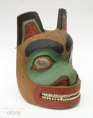 Northwest Coast Native American Indian Tlingit Cedar Carved Mask First Nation