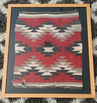 Circa 1920s Navajo Saddle Blanket,  Framed