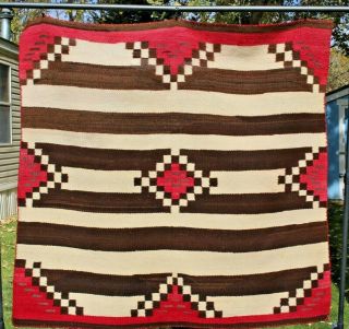 Navajo Transitional Third Phase Chief Blanket Circa 1910 Native American Weaving