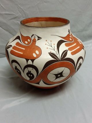 Southwest Native American Acoma Pueblo Pottery Chicken Pot Polychrome D,  Aragon