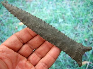 Fine 6 7/16 Inch G10,  Tennessee Dalton Point With Dual S Arrowheads
