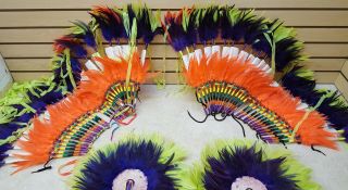 HAND CRAFTED BOYS NATIVE AMERICAN INDIAN FANCY DANCE BUSTLES WITH ARM BUSTLES 2