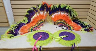 HAND CRAFTED BOYS NATIVE AMERICAN INDIAN FANCY DANCE BUSTLES WITH ARM BUSTLES 3