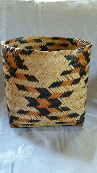 Cherokee Large Double - Weave River Cane Basket By Rowena Bradley