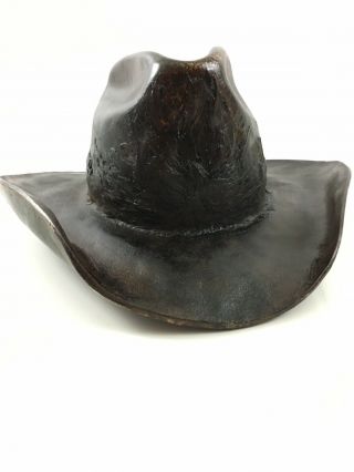 Austin Prod Inc 1982 Stetson Cowboy Hat Chocolate Brown Ceramic Sculpture Statue