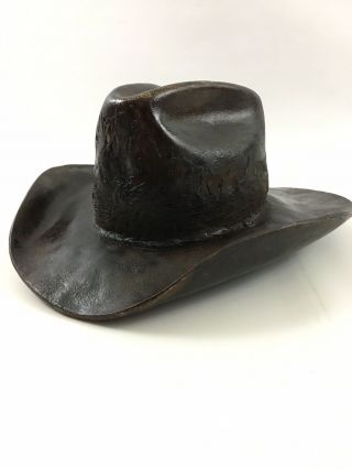 Austin Prod Inc 1982 Stetson Cowboy Hat Chocolate Brown Ceramic Sculpture Statue 2