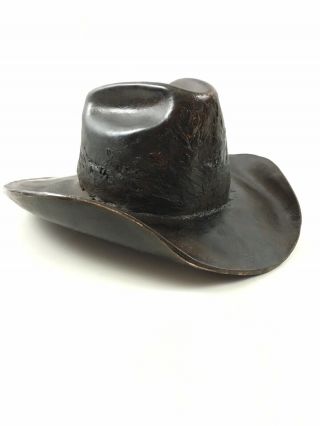 Austin Prod Inc 1982 Stetson Cowboy Hat Chocolate Brown Ceramic Sculpture Statue 3