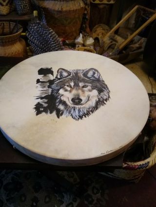 Awesome Native American Rawhide Drum Great Sound Earth & Spirit Signed