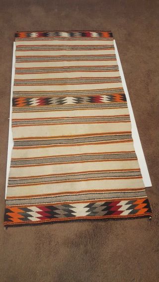 Vintage Chinle Navajo Indian Double Saddle Blanket Weaving / Classic Design Rug