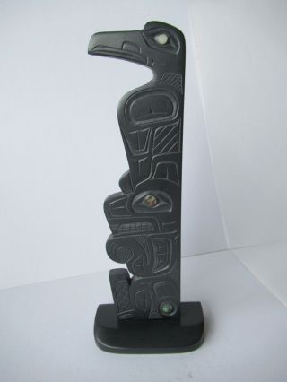 Northwest Coast Native Art (haida) Argillite Raven And Beaver Plaque