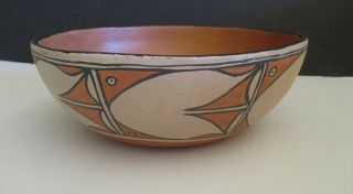 Vtg Santo Domingo Pueblo Kewa Pottery Bowl By Native American Alvina Garcia 11 "