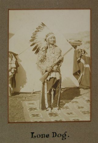 Ca1890 Native American Sioux Indian Chief Lone Dog Photo At Pine Ridge