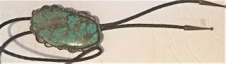 Vintage Southwestern Native American Indian Turquoise Sterling Silver Bolo Tie