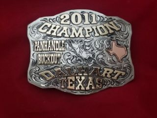 2011 Rodeo Trophy Belt Buckle Dalhart Texas Bull Riding Champion Vintage 201