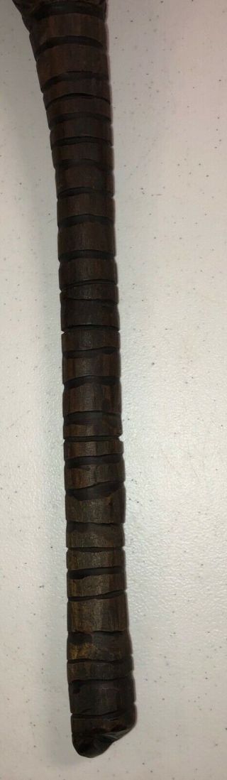 Antique Carved Wood War Club Museum Find 17.  5” Rare 3