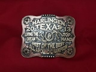 2013 Trophy Rodeo Belt Buckle Vintage Harlingen Texas All Around Champion 329