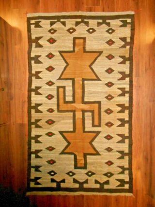 Old Navajo Navaho Indian Rug.  Stylized & Disguised Whirling Log.  Fair Cond.  Nr