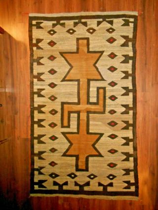 Old NAVAJO NAVAHO Indian Rug.  Stylized & Disguised Whirling Log.  Fair Cond.  NR 2