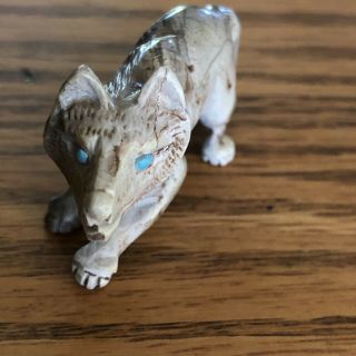 Native Zuni Picasso Marble Wolf Teen Cub Fetish By Dan Quam 3135