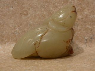 S38 Vintage Green Carved Jade Stone Bat Pendant Figurine Drilled For Cord