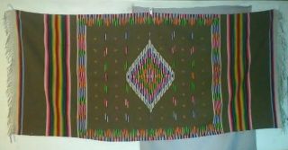 Large 92 " Vintage Mexican Saltillo Blanket Mexico Old Roadside Weaving Serape
