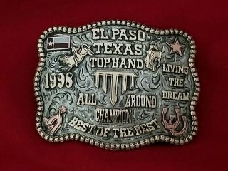 1998 Rodeo Trophy Belt Buckle El Paso Texas All Around Champion Vintage 460