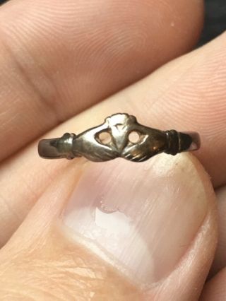 1700’s French Fur Trade Silver Jesuit Ring - Crowned Heart In Hands - Michigan