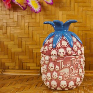 Tiki Mug Skull Pineapple Three Dots And A Dash Chicago Munktiki Pink Limited Ed