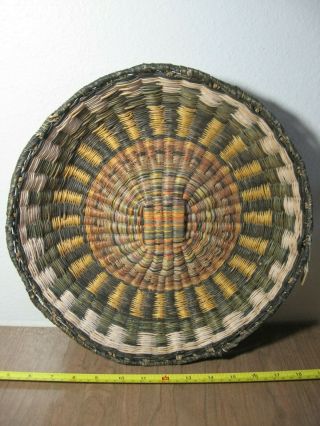 Vintage Hopi Indian Wicker Basket 3rd Mesa Large 13 " Diameter Colorful