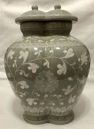 Two Chinese Kinmen Ceramic Ming Style Conjoined Lidded Ginger Jar.
