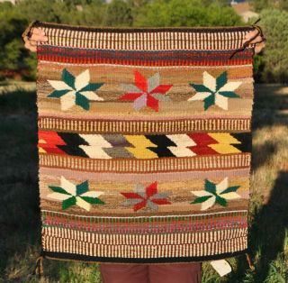 Vintage Navajo Indian Single Saddle Blanket Rug - Valero Stars - Alice Bitsui