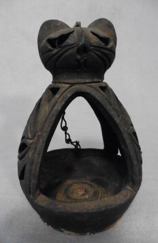 Vintage Japanese Hanging Garden Lantern,  Ceramic Cat