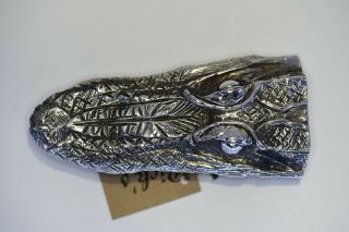 Sterling Silver Alligator Head Belt Buckle Made In America