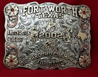 2002 Rodeo Trophy Buckle Fort Worth Texas All Around Champion Vintage 783