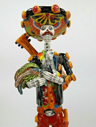 Rooster Guy Catrina Mexican Talavera Day Of The Dead,  Colorful Figurin,  Folk Art