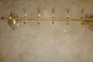 Vintage Brass 2 Horse Head Coat Rack 5 Double Hooks