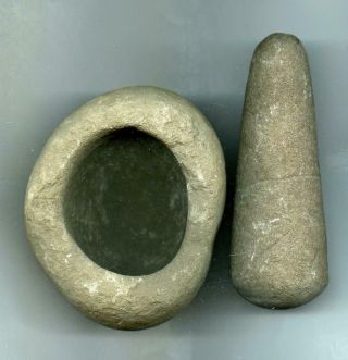 Indian Artifacts - Fine Pestle And Bowl Set