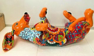 Mexican Talavera Dog Xl 22 " Animal Pottery Figure Gerardo Garcia Folk Art