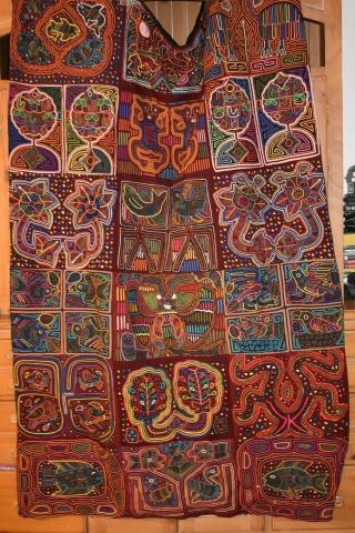 Traditional Mola Kuna Reverse Applique Panama Folk Art Blanket Throw 70 " X 48 "