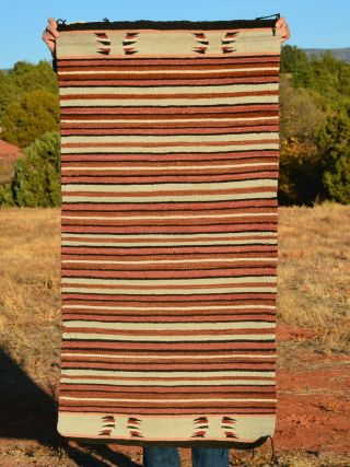 Vintage Navajo Striped Double Saddle Blanket Rug - - 57 X 29
