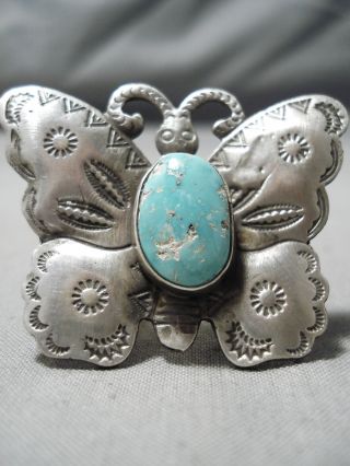 Striking Huge Navajo Butterfly Turquoise Sterling Silver Ring