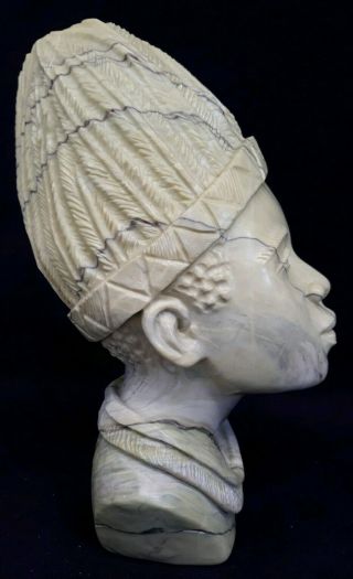 Hand Carved Verdite Zimbabwe African Man Head Bust Signed By Mk Musoro