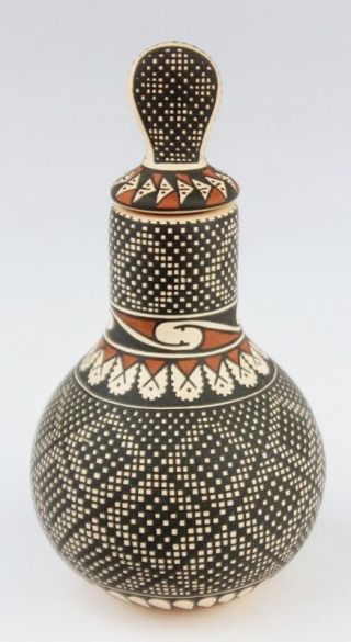 Mata Ortiz Pottery Miriham Gallegos Lidded Pot Mexican Ceramic Fine Folk Art